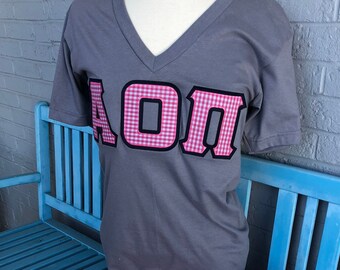Sorority Greek Granite V-Neck Letter Shirt