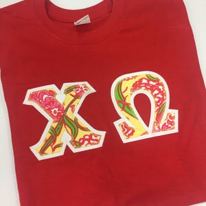 Chi Omega Greek Letter Shirt w/Lavalier Option- Available for LARGE GROUP orders