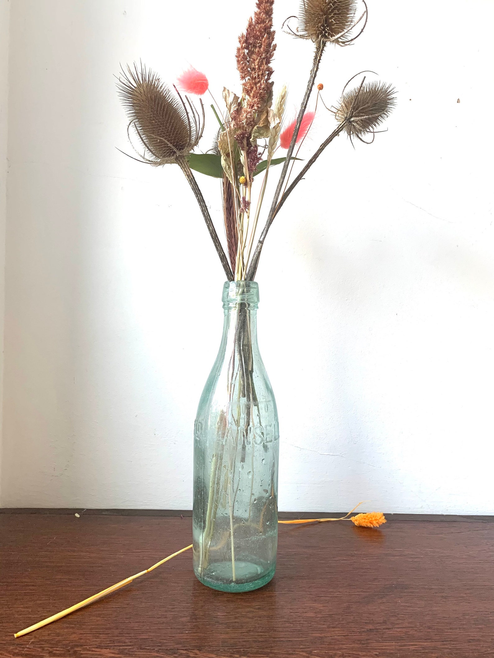 Glass Vase/old Bottle Vase /dried Flowers/clear Glass Vase / Etsy UK