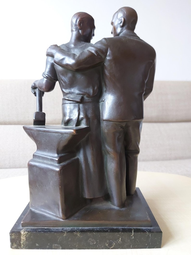 Art Deco German Bronze Sculpture Two Men Labour Friendship Arno Breker