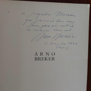 Arno Breker Charles Despiau Art Book WW2 with written Text by Arno Breker and Signed and year 1943 Collectors Item Rare!
