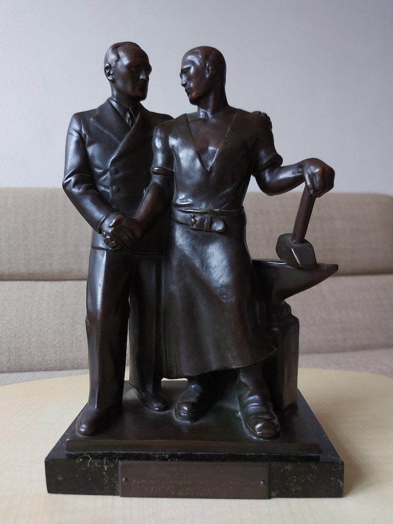 Art Deco German Bronze Sculpture Two Men Labour Friendship Arno Breker