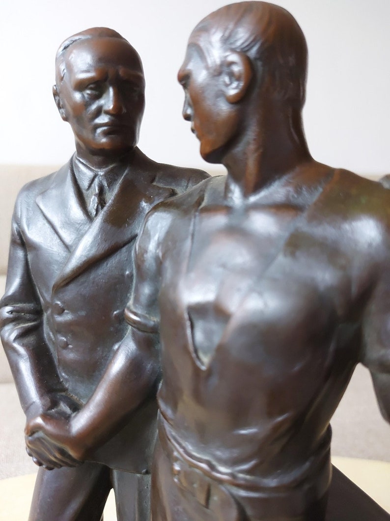 Art Deco German Bronze Sculpture Two Men Labour Friendship Arno Breker