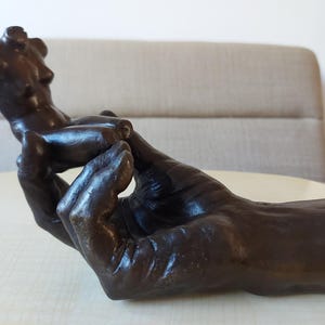 Bronze Sculpture Hand The Hand of Rodin with a Female Figure (after) Auguste Rodin Handmade Signed