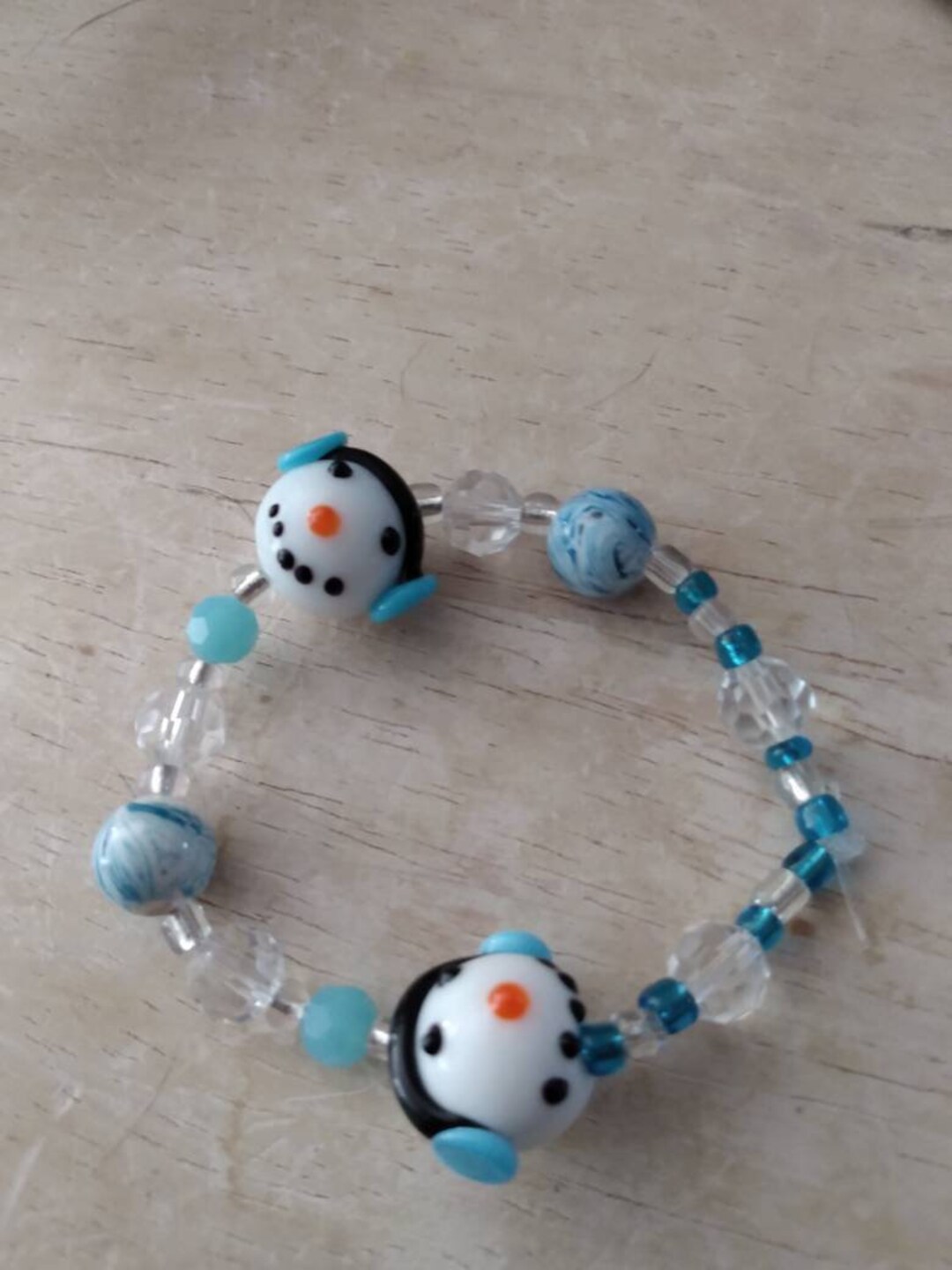 Snowman Beaded Bracelet With Matching Snowman Earrings Etsy