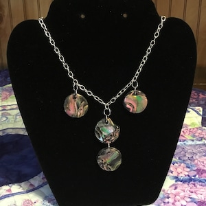 Black pink green gold swirl clay piece necklace