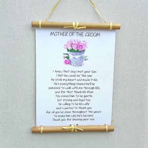 Personalized Mother of the Groom Wall art Poem Print, Wedding Keepsake Gift from Bride, Custom Mother in Law gift, Mother of the Groom gift