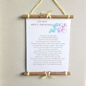 Impresión de amistad personalizada, poema de amigos para siempre, mejor regalo de cumpleaños amigo, regalo BFF, placa de pared, recuerdo sentimental, regalo de Navidad