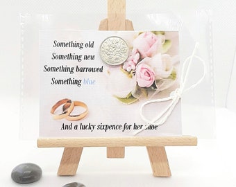 Lucky Sixpence for Bride Shoe - Regalo de boda tradicional - Algo viejo azul - Encanto de compromiso - Favores de fiesta de ducha nupcial