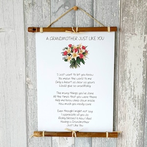 Regalo personalizado para la abuela de los nietos - Poema de la abuela - Impresión nana - Regalo de niñera - Regalo sentimental de Navidad - Arte mural