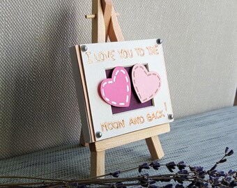 Maisie Moo Gifts - Sottobicchiere In Legno Con Scritta I Love You To The Moon & Back