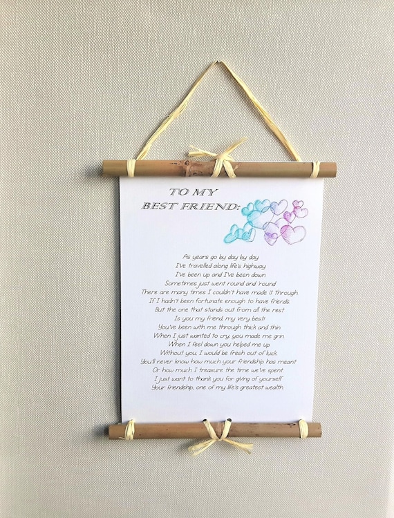 Personalized Best Friend Gift Friends Forever Poem Print Etsy