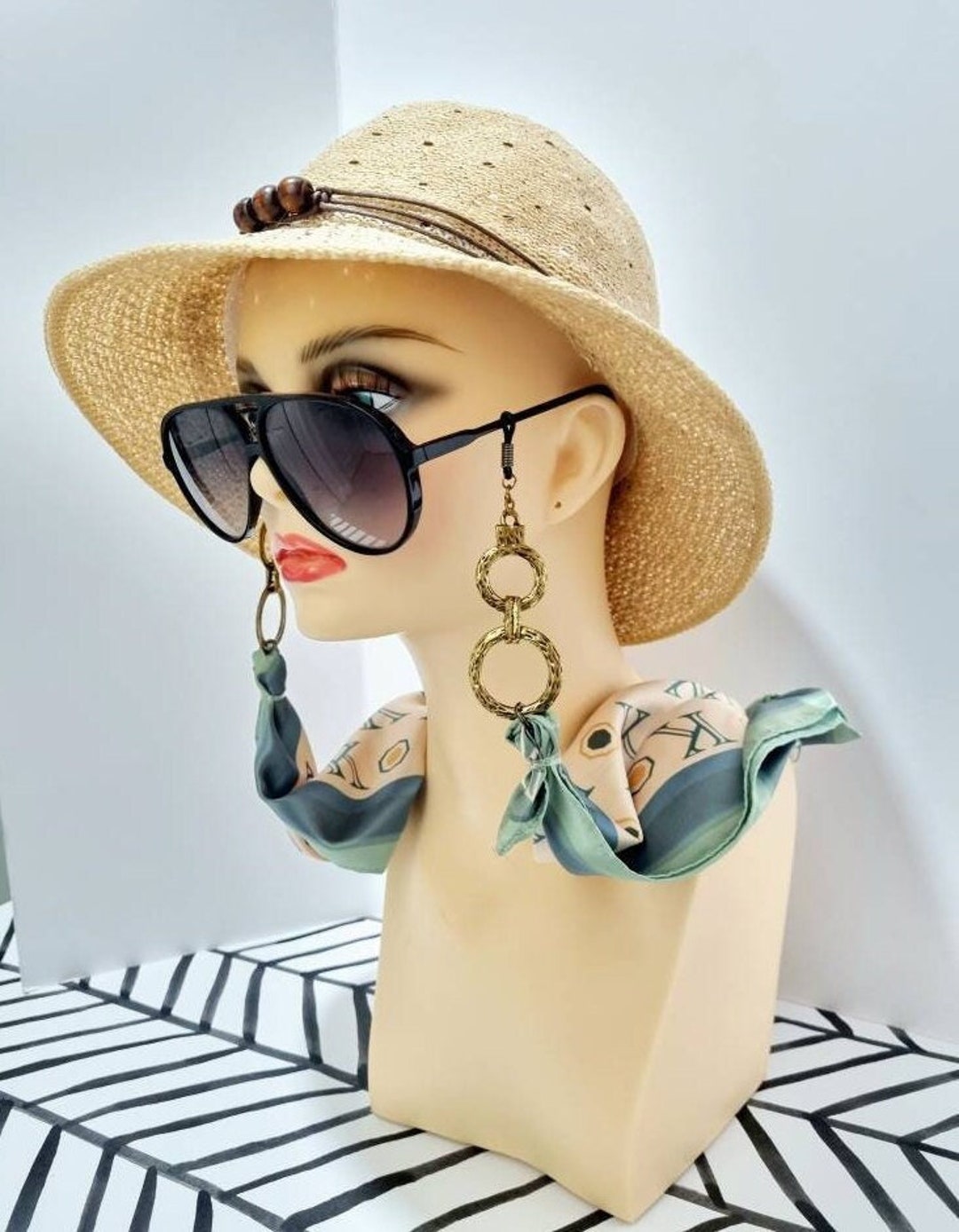 Vintage Brass  eyeglass‎ holder/ scarf accessory Amazon.com: kunghei Rotating Scarf Organizer Purse Display  main image 4
