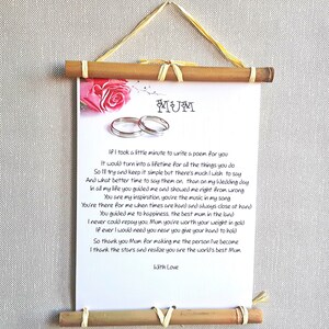 Personalized Mother of the bride framed poem print, Wedding Thank you Gift from bride to Mum, Custom Wedding keepsake Gift for Mother, Mom