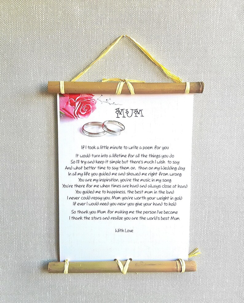 Personalisierte Mutter der Braut gerahmt Gedicht Druck Etsy.de