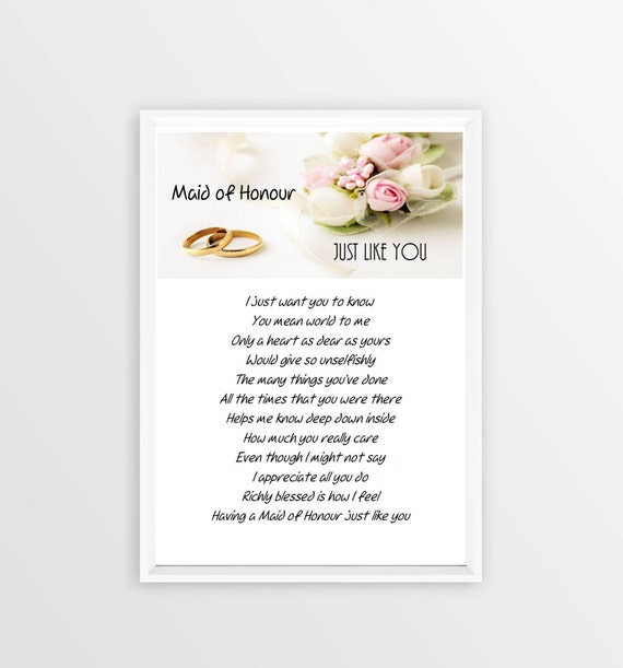 Maid Of Honour Gift Wedding Thank You Maid Of Honor Gift From Etsy