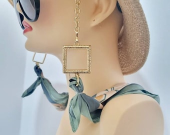 Brass Sunglasses Necklace Chain Holder With Satin Scarf for  display picture 1