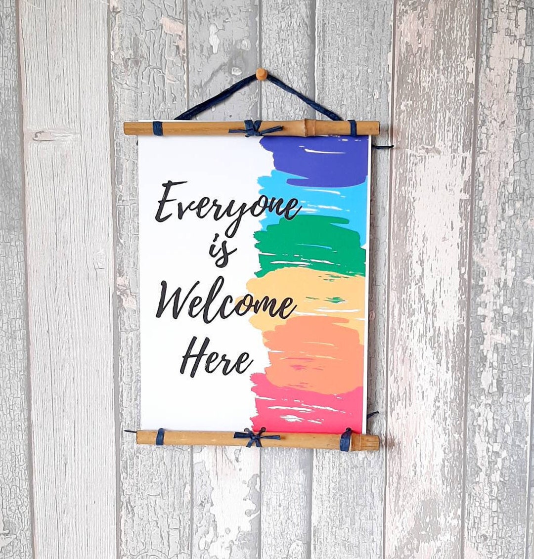 Everyone is Welcome Here Sign - Inclusion Art - Equality Rainbow Print ...