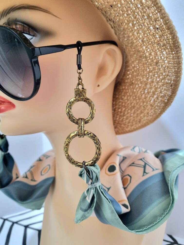 Brass Sunglasses Necklace Chain Holder With Satin Scarf for 