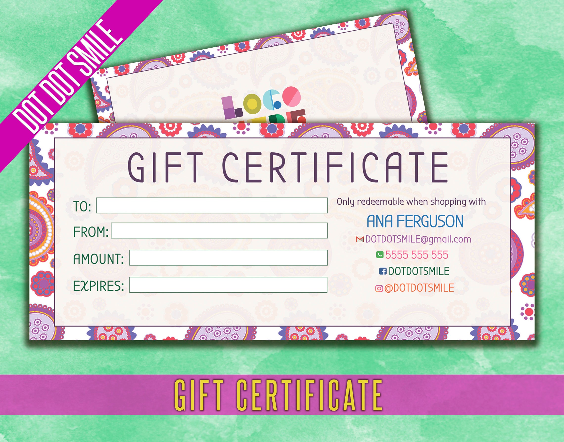 Dot Dot Smile Gift Certificate Business Card