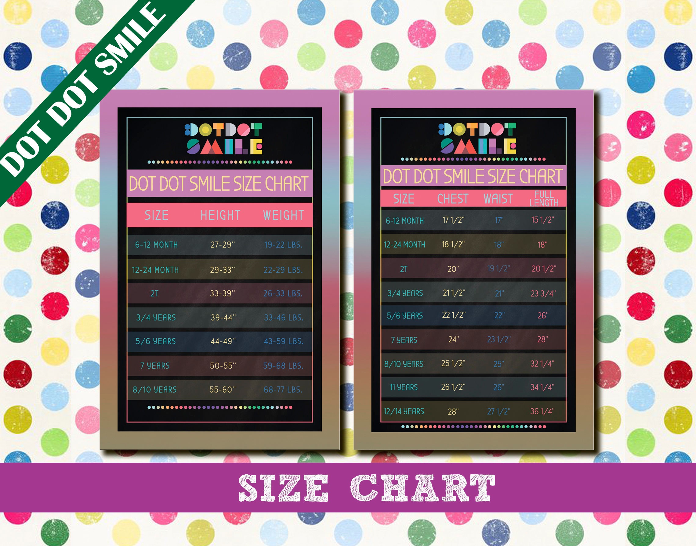 dot dot smile sizing
