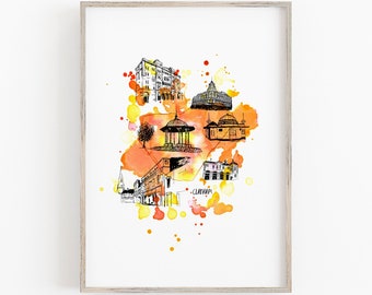 Clapham Art Print - London Illustration - South London Artwork