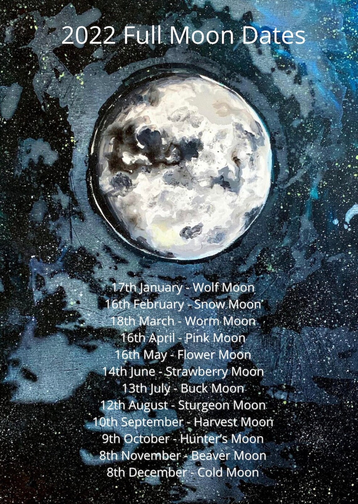 Full Moon Calendar 2023 Printable Full Moon Dates Digital Etsy de