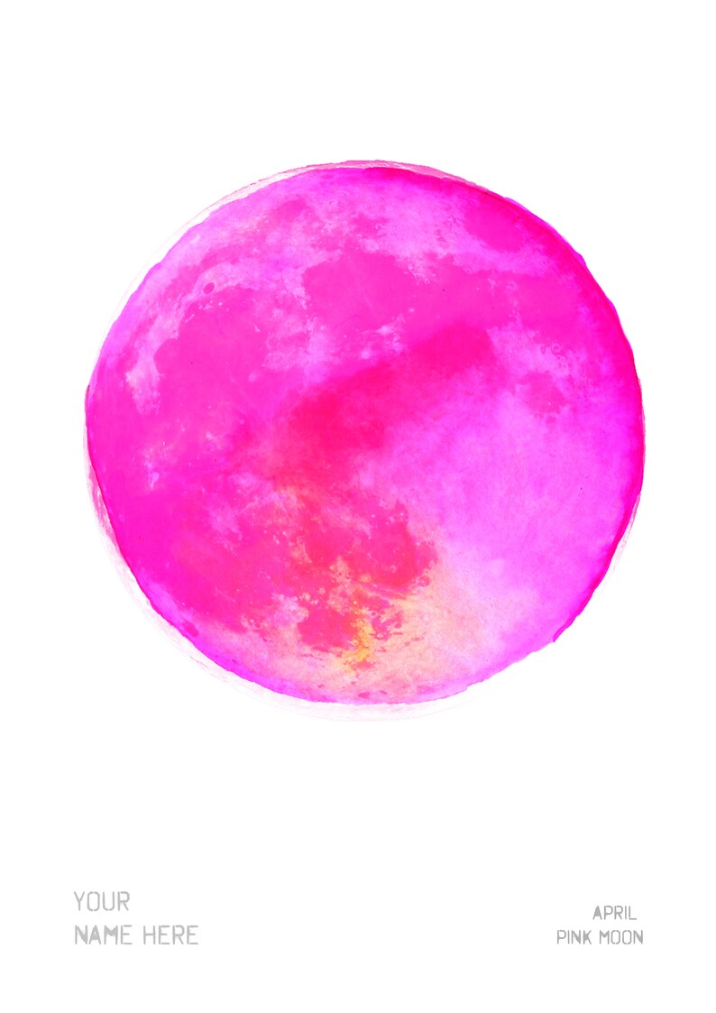 Personalised Art Print Moon Artwork Watercolour Moon Wall Etsy