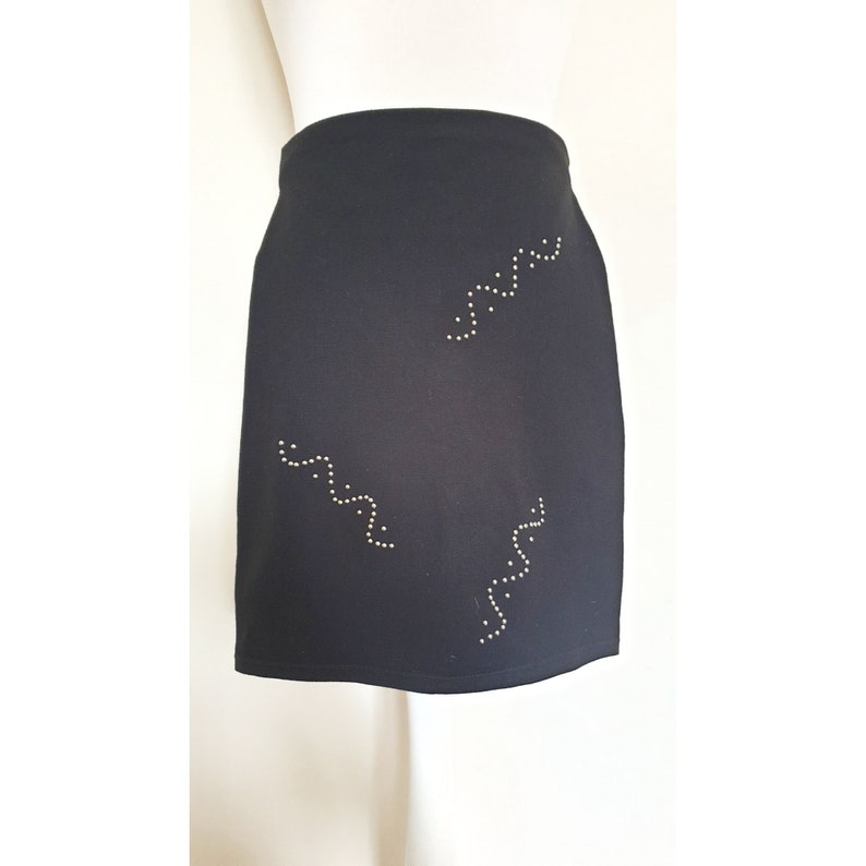 90s skirt Vintage skirt Vintage clothing Bodycon skirt Ladies skirt UK 8 Vintage 90s Black Stud Bodycon Skirt Womens skirt
