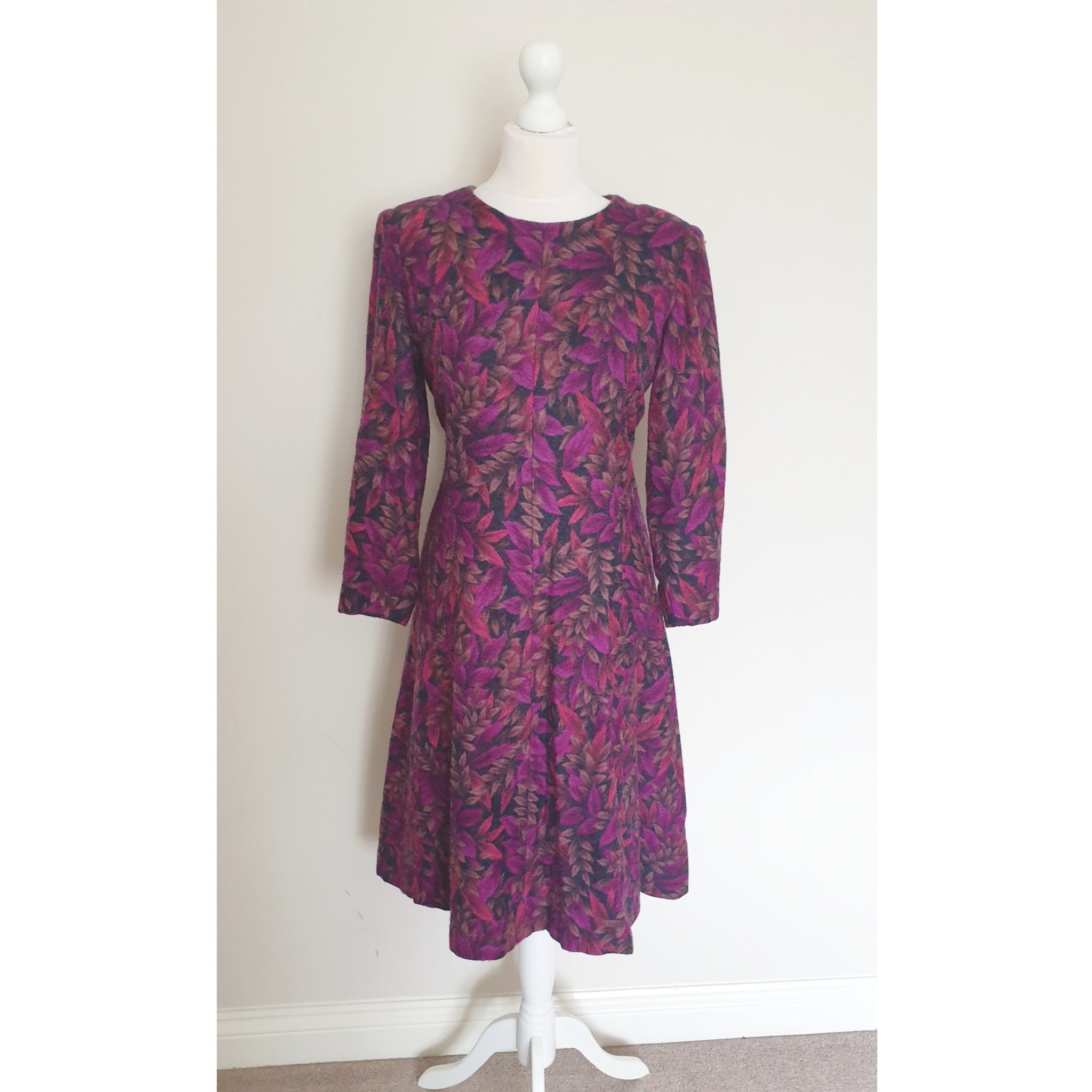 Vintage 70s Purple Floral Swing Dress UK 10 Vintage Dress - Etsy