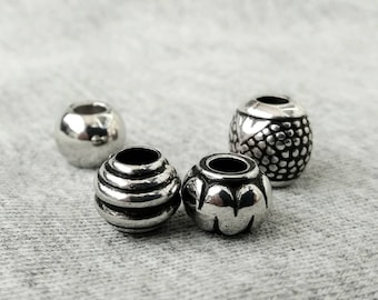 Chrome Dreadlock Beads: Boho Braid Hair Jewelry (4 pcs)
