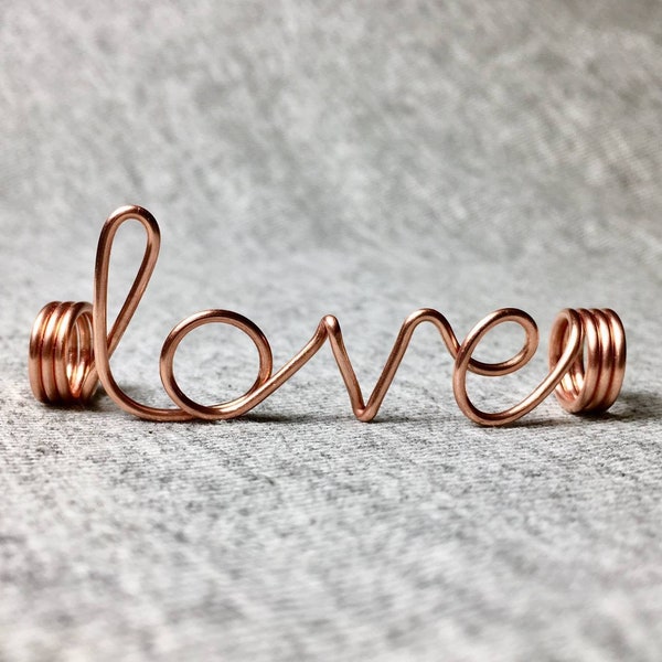 Loc jewelry love dreadlock bead script word hippy hippie dread bead braid bead copper jewelry dreadlock accessories dreadlock cuff big hole