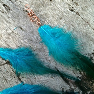 Feather loc jewelry feather for hair feather braid jewelry hair feathers dread bead copper boho dreadlock bead faux loc jewelry accessory image 1
