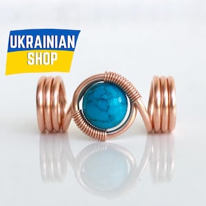 Ukraine Shops Turquoise loc jewelry dread bead dreadlock bead Malachite Aquamarine copper magical boho loc bead dreadlock accessory