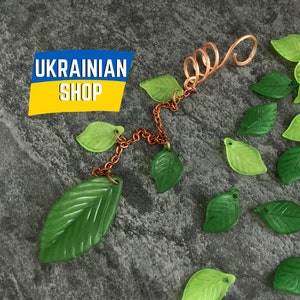 Ukraine shops Leaf dread bead elf jewelry summer elves loc jewelry boho dreadlock bead hair jewelry for braids Ukraine shops