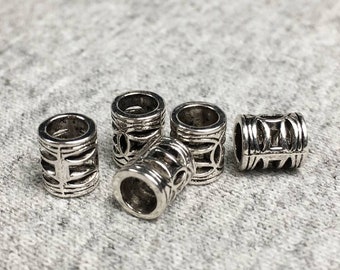 5x silver dread beads set small hole dreadlock beads set steel dreadlock accessory hair jewelry for braids loc jewelry metal hair beads