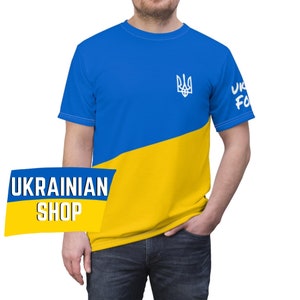 Ukrainian Flag Shirt Trident Tryzub Ukraine Forever Full print Unisex AOP Tee
