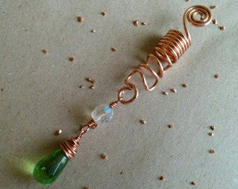 Crystal dread bead green pink boho hair bead dreadlock accessories copper dreadlock bead hair jewelry for braids loc jewelry dread cuff