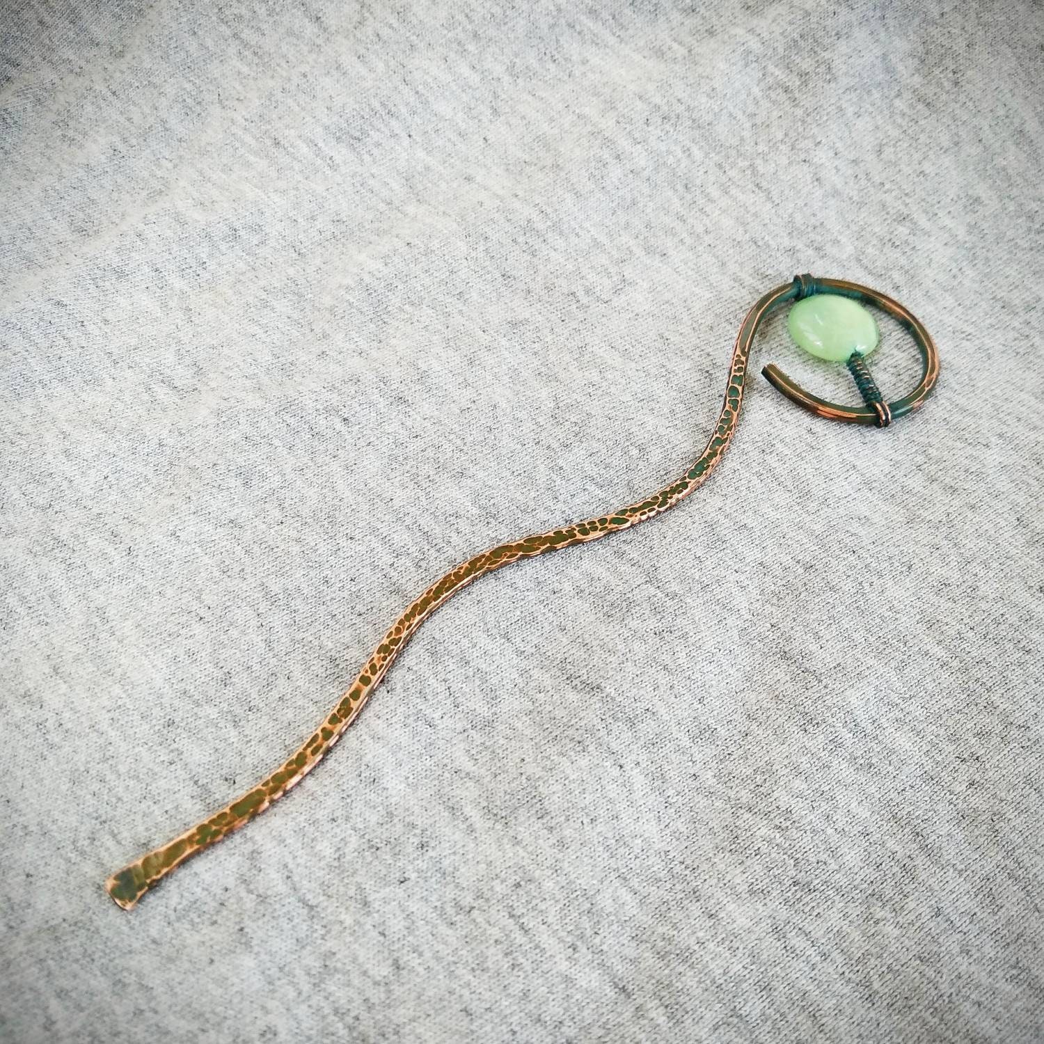 Onyx Copper Hair Stick Bookmark Book Mark Metal Hair Pin Etsy