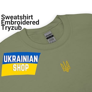 Green Zelensky Embroidered Tryzub Sweatshirt Mens Womens Unisex Trident Crewneck