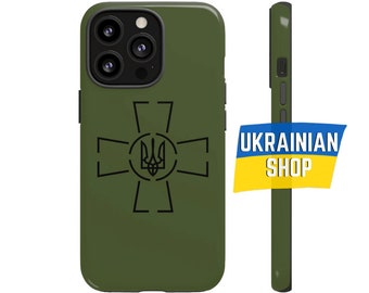 Zelensky Cross Phone Case Tough Ukraine Army Military Coat of Arms iPhone 12 13 Pro Max Ukraine Shop