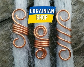 Viking Copper Dread Beads: Celtic Hair Jewelry Set