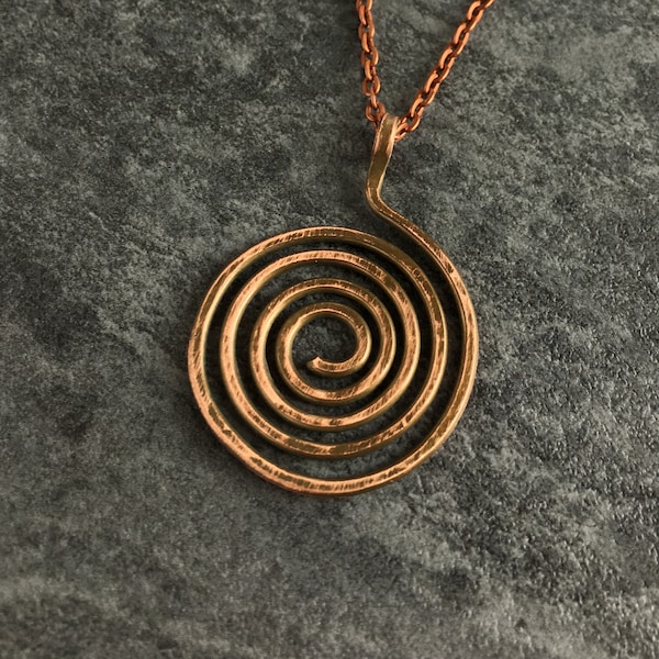 Celtic spiral pendant necklace rustic copper