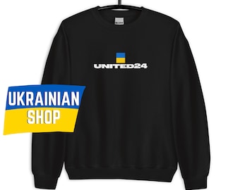 United24 Zelensky Sweatshirt Big Logo Ukrainian Crewneck Unisex