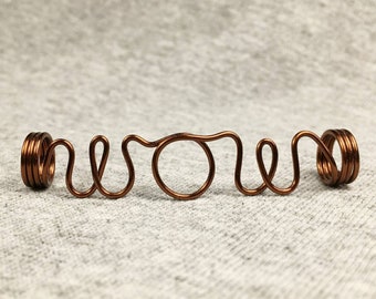 Wow Loc jewelry dreadlock bead script word hippy hashtag dread bead braid bead copper jewelry dreadlock accessories dreadlock cuff 8mm hole