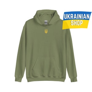 Zelensky Green Hoodie Yellow Ukrainian Tryzub President Zelenskyy Mens Unisex Trident