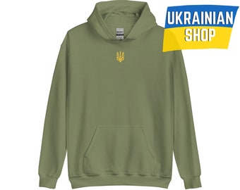 Zelensky Green Hoodie Yellow Ukrainian Tryzub President Zelenskyy Mens Unisex Trident