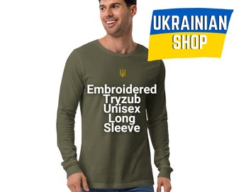 Embroidered Zelensky Tryzub Military Green Long Sleeve