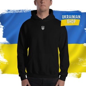 Zelensky Hoodie Black Ukrainian Tryzub President Zelenskyy Mens Unisex Trident