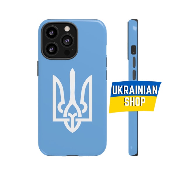 Ukrainian Trident Tough Phone Case Blue Ukraine Coat of Arms iPhone 11 12 13 Pro Max
